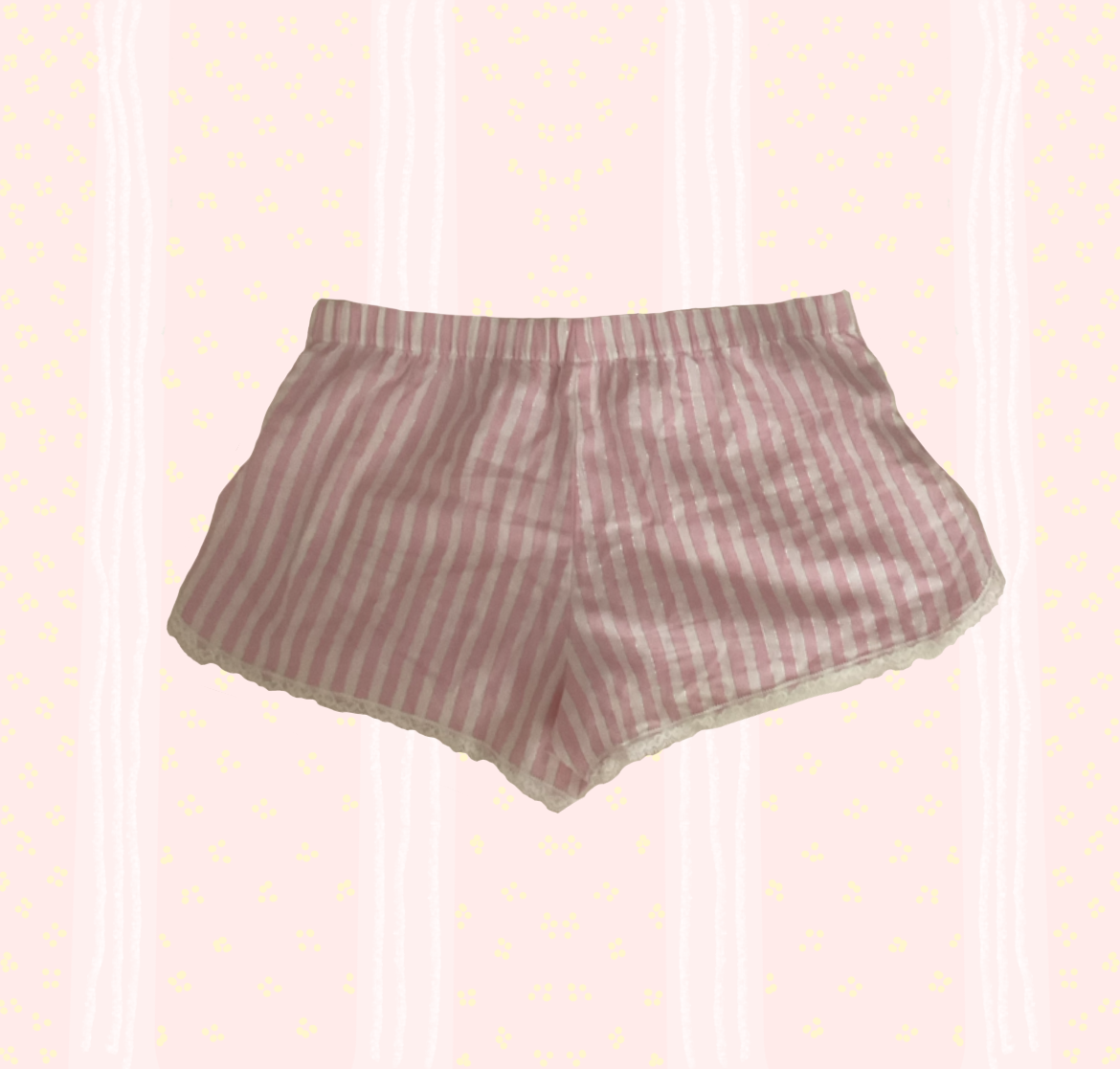 🩰Preloved Victoria’s Secret Pink Striped Lace Pajama Shorts 🩰