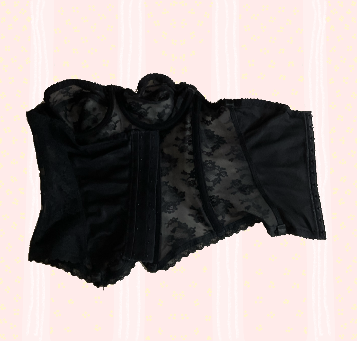🖤 Preloved Black Floral Lace Corset Top 🖤