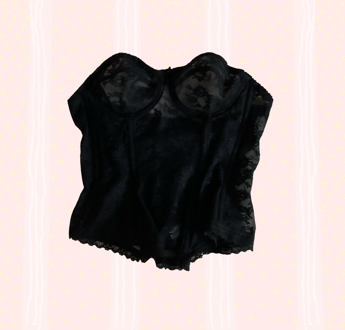 🖤 Preloved Black Floral Lace Corset Top 🖤