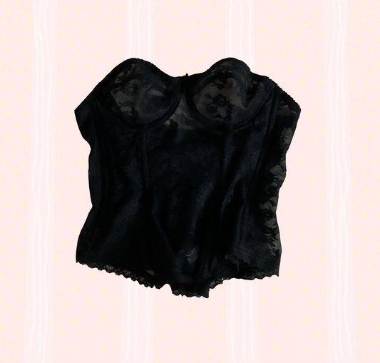 🖤 Preloved Black Floral Lace Corset Top 🖤