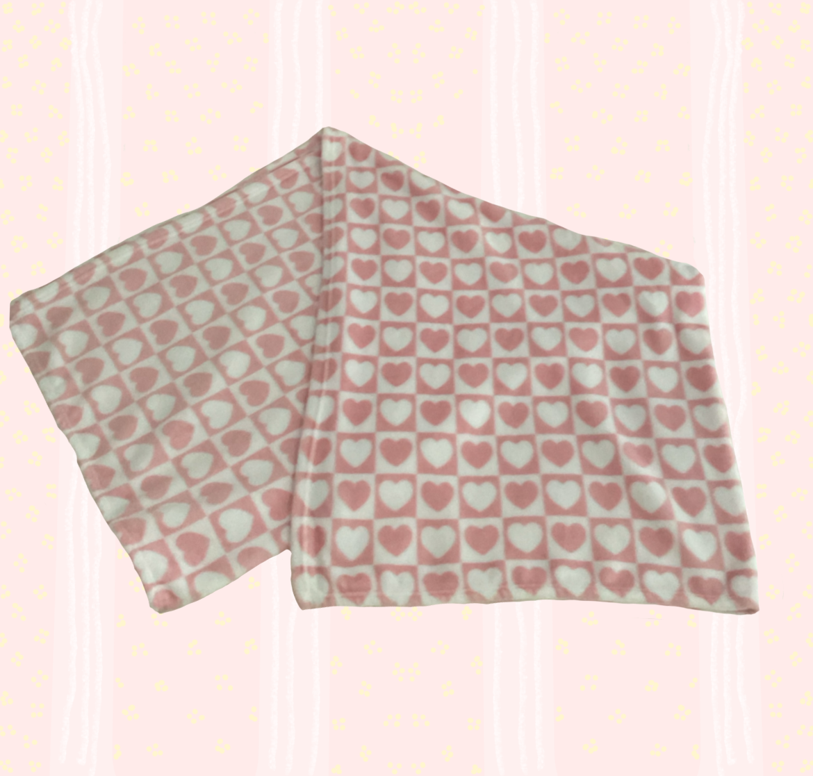 🩷Preloved pink and white heart blanket🤍