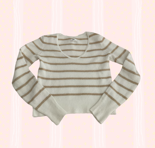 🌼Preloved Aerie beige stripe sweater🌼